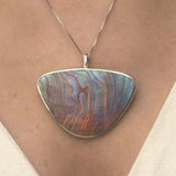 Large Shell Pendant, Mother of Pearl, Statement Pendant, Bohemian Pendant, Rainbow, Natural Pendant, Ocean Pendant, Solid Silver Pendant