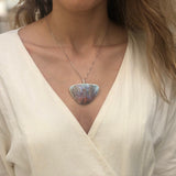 Large Shell Pendant, Mother of Pearl, Statement Pendant, Bohemian Pendant, Rainbow, Natural Pendant, Ocean Pendant, Solid Silver Pendant