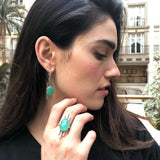 Green Boho Earrings, Natural Chrysoprase Earrings, Artistic Earrings, Vintage Earrings, Inspirational May Earrings, Solid Silver Earrings