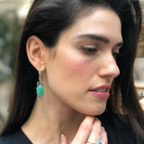Green Boho Earrings, Natural Chrysoprase Earrings, Artistic Earrings, Vintage Earrings, Inspirational May Earrings, Solid Silver Earrings