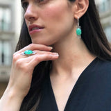 Green Boho Earrings, Natural Chrysoprase Earrings, Artistic Earrings, Vintage Earrings, Inspirational May Earrings, Solid Silver Earrings