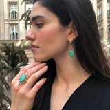Green Boho Earrings, Natural Chrysoprase Earrings, Artistic Earrings, Vintage Earrings, Inspirational May Earrings, Solid Silver Earrings