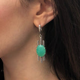 Green Boho Earrings, Natural Chrysoprase Earrings, Artistic Earrings, Vintage Earrings, Inspirational May Earrings, Solid Silver Earrings