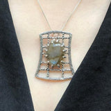 Labradorite Silver Pendant, Natural Labradorite Necklace, Silver Statement Necklace, Artistic Pendant, Brown Vintage Necklace, Rare by Adina
