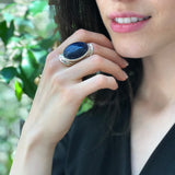 Sodalite Ring - Large Blue Ring - Vintage Statement Ring