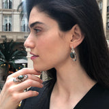 Labradorite Ring, Natural Labradorite, Long Tribal Ring, Oval Ring, Black Ring, Statement Ring, Vintage Ring, Tribal Ring, Solid Silver Ring