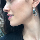 Labradorite Earrings, Natural Labradorite, Tribal Earrings, Long Heavy Earrings, Black Earrings, Statement Earrings, Solid Silver Earrings