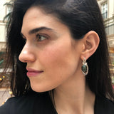 Labradorite Earrings, Natural Labradorite, Tribal Earrings, Long Heavy Earrings, Black Earrings, Statement Earrings, Solid Silver Earrings