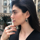Labradorite Earrings, Natural Labradorite, Tribal Earrings, Long Heavy Earrings, Black Earrings, Statement Earrings, Solid Silver Earrings