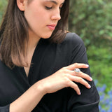 Green Diamond Ring, Diamond Ring, Created Diamond, Round Ring, Mint Diamond Ring, Vintage Silver Ring, Large Green Ring, Solid Silver Ring