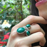 Malachite Ring, Statement Ring, Large Green Ring, Vintage Ring, Unique Stone Ring, Leaf Ring, Natural Malachite, Big Ring, Solid Silver Ring