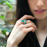 Malachite Ring, Statement Ring, Large Green Ring, Vintage Ring, Unique Stone Ring, Leaf Ring, Natural Malachite, Big Ring, Solid Silver Ring