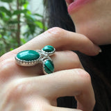 Malachite Ring, Statement Ring, Large Green Ring, Vintage Ring, Unique Stone Ring, Leaf Ring, Natural Malachite, Big Ring, Solid Silver Ring