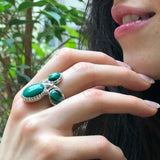 Malachite Ring, Statement Ring, Large Green Ring, Vintage Ring, Unique Stone Ring, Leaf Ring, Natural Malachite, Big Ring, Solid Silver Ring