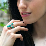 Malachite Ring, Statement Ring, Large Green Ring, Vintage Ring, Unique Stone Ring, Leaf Ring, Natural Malachite, Big Ring, Solid Silver Ring