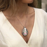 Shell Pearl Pendant, Mother of Pearl, Boho Pendant, Luster Pendant, Natural Statement Pendant, Rainbow Pendant, Solid Silver Pendant