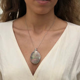Shell Pearl Pendant, Mother of Pearl, Boho Pendant, Luster Pendant, Natural Statement Pendant, Rainbow Pendant, Solid Silver Pendant