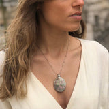 Shell Pearl Pendant, Mother of Pearl, Boho Pendant, Luster Pendant, Natural Statement Pendant, Rainbow Pendant, Solid Silver Pendant