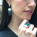Danglign Earrings, Sandstone Earrings, Green Agate Earrings, Mother Of Pearl, 3 Stone Earrings, Multistone Earrings, Solid Silver Earrings