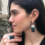 Danglign Earrings, Sandstone Earrings, Green Agate Earrings, Mother Of Pearl, 3 Stone Earrings, Multistone Earrings, Solid Silver Earrings