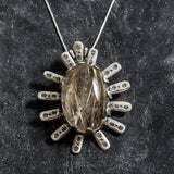 Rutilated Quartz Pendant, Natural Quartz, Tribal Pendant, Statement Pendant, Large Pendant, Large Quartz, Statement Necklaces, Quartz