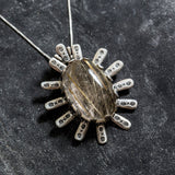 Rutilated Quartz Pendant, Natural Quartz, Tribal Pendant, Statement Pendant, Large Pendant, Large Quartz, Statement Necklaces, Quartz