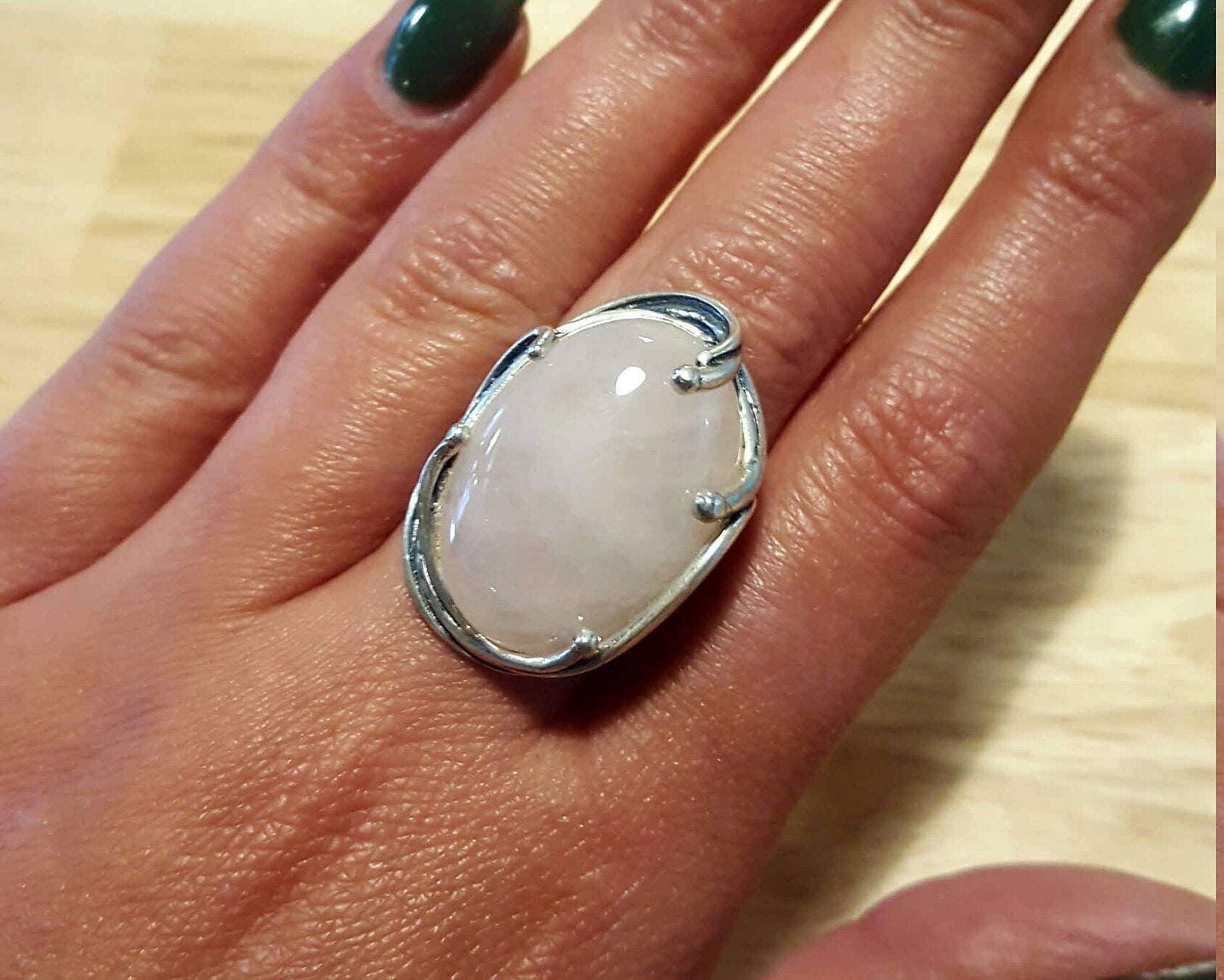 Unique Ring, Rose Quartz Ring, Natural Rose Quartz, Statement Ring, January Birthstone, Vintage Ring, Pink Ring, Silver Ring, Rose Quartz