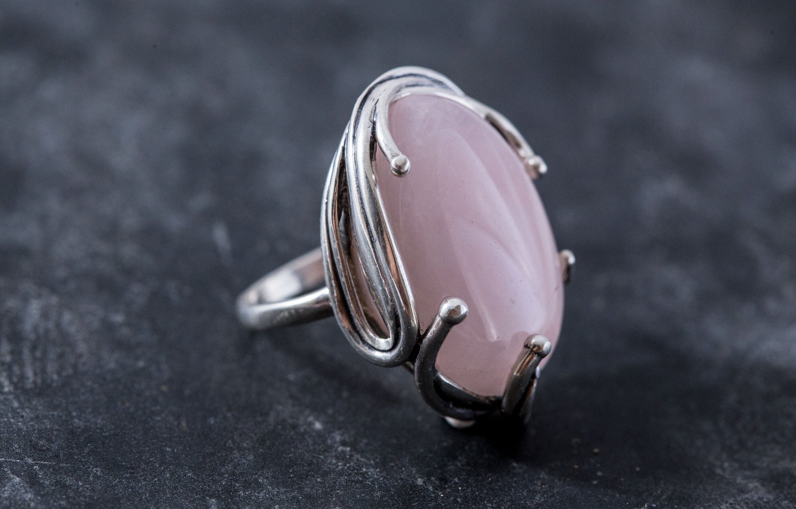 Unique Ring, Rose Quartz Ring, Natural Rose Quartz, Statement Ring, January Birthstone, Vintage Ring, Pink Ring, Silver Ring, Rose Quartz