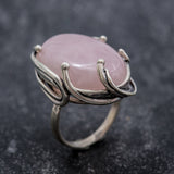 Unique Ring, Rose Quartz Ring, Natural Rose Quartz, Statement Ring, January Birthstone, Vintage Ring, Pink Ring, Silver Ring, Rose Quartz