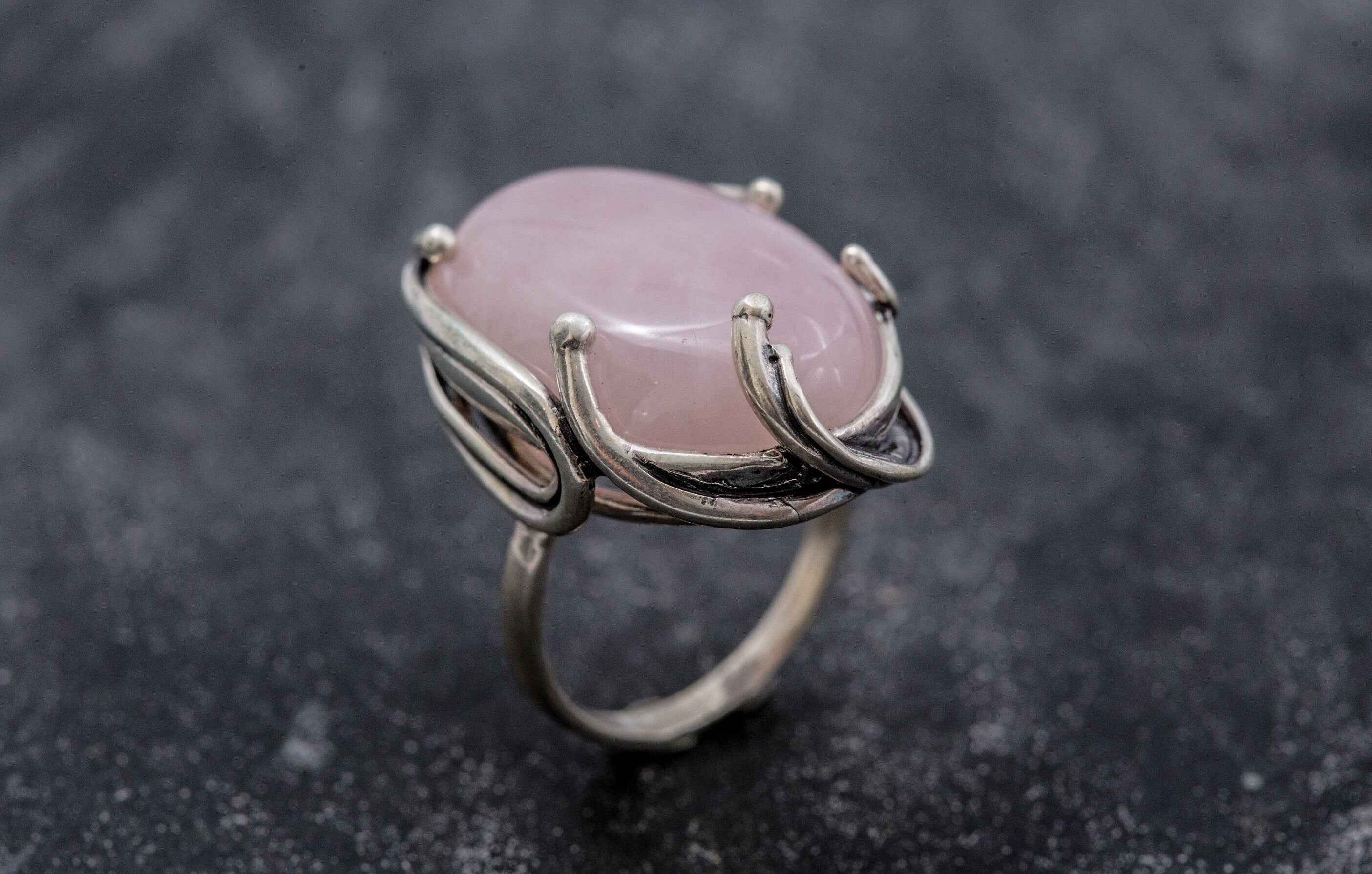 Unique Ring, Rose Quartz Ring, Natural Rose Quartz, Statement Ring, January Birthstone, Vintage Ring, Pink Ring, Silver Ring, Rose Quartz