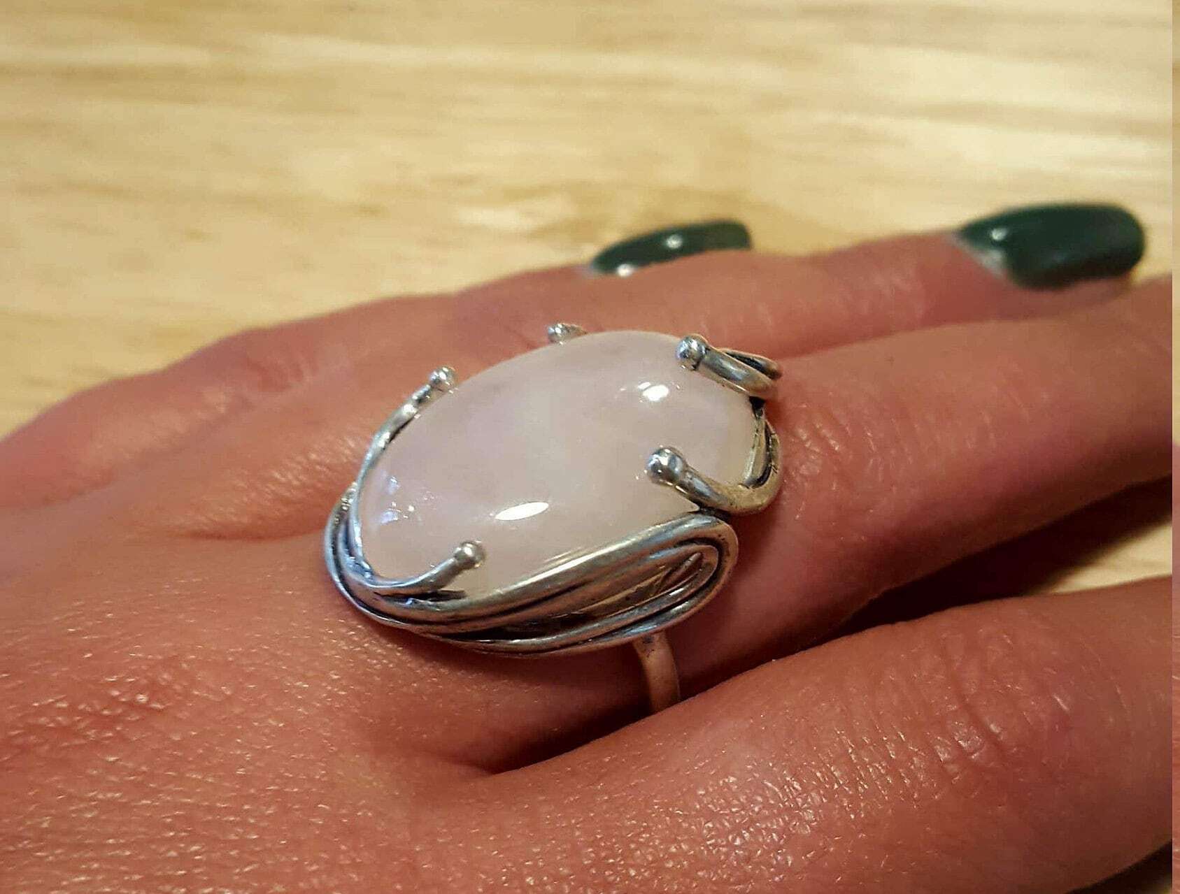 Unique Ring, Rose Quartz Ring, Natural Rose Quartz, Statement Ring, January Birthstone, Vintage Ring, Pink Ring, Silver Ring, Rose Quartz