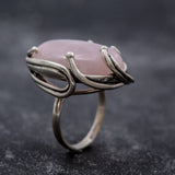 Unique Ring, Rose Quartz Ring, Natural Rose Quartz, Statement Ring, January Birthstone, Vintage Ring, Pink Ring, Silver Ring, Rose Quartz