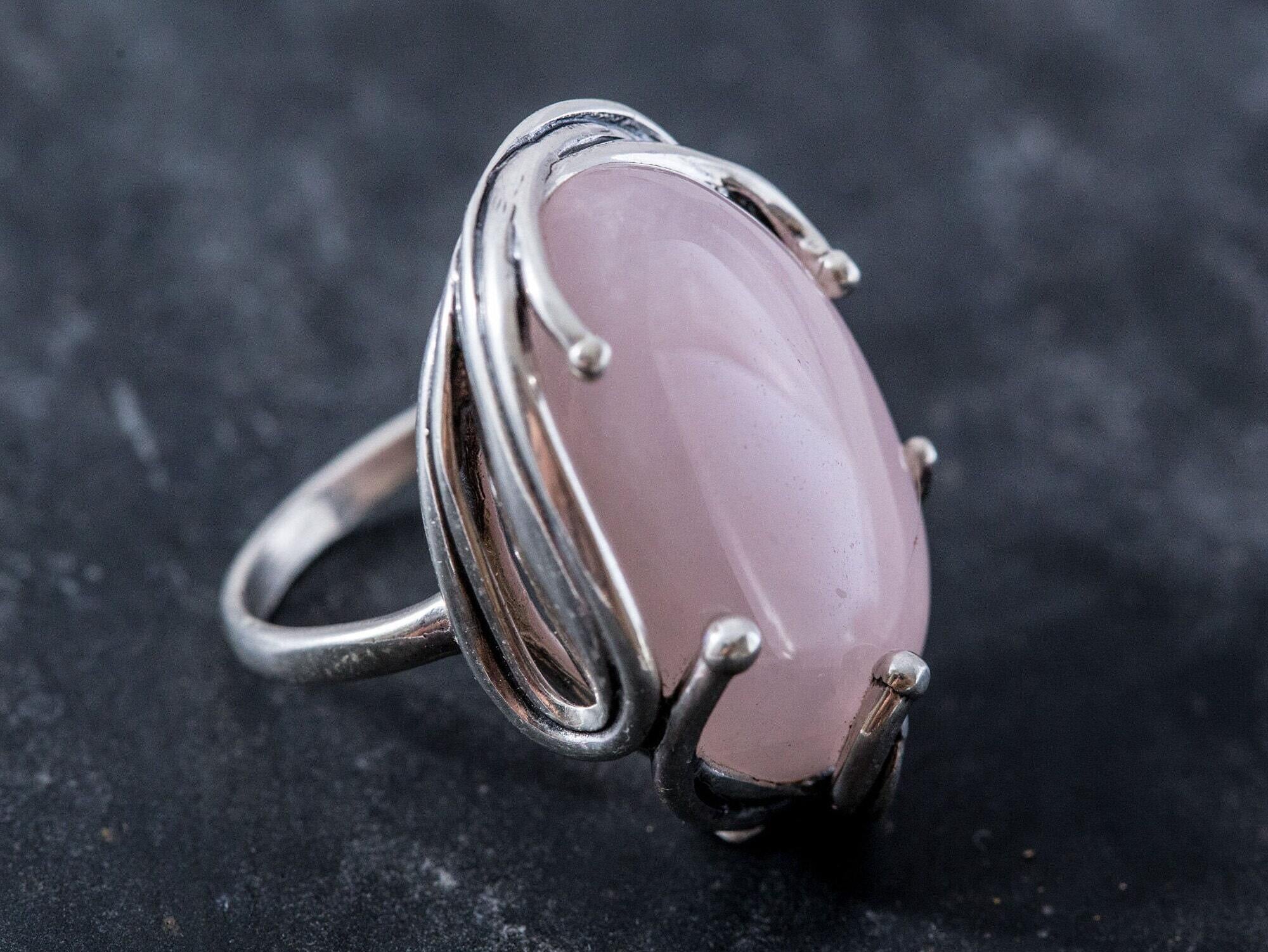 Unique Ring, Rose Quartz Ring, Natural Rose Quartz, Statement Ring, January Birthstone, Vintage Ring, Pink Ring, Silver Ring, Rose Quartz