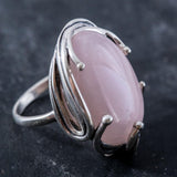 Unique Ring, Rose Quartz Ring, Natural Rose Quartz, Statement Ring, January Birthstone, Vintage Ring, Pink Ring, Silver Ring, Rose Quartz