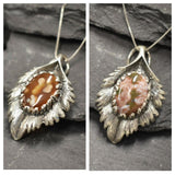 Ocean Jasper Pendant, Large Leaf Pendant, Natural Ocean Jasper, Leaf Pendant, Silver Necklace, Sterling Silver Pendant, Boho Pendant, Jasper