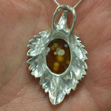 Ocean Jasper Pendant, Large Leaf Pendant, Natural Ocean Jasper, Leaf Pendant, Silver Necklace, Sterling Silver Pendant, Boho Pendant, Jasper