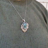 Ocean Jasper Pendant, Large Leaf Pendant, Natural Ocean Jasper, Leaf Pendant, Silver Necklace, Sterling Silver Pendant, Boho Pendant, Jasper