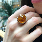 Large Amber Ring - Genuine Amber Ring - Vintage Cocktail Ring