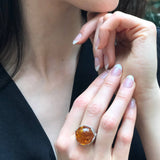 Large Amber Ring - Genuine Amber Ring - Vintage Cocktail Ring