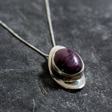 Ruby Pendant, Large Ruby, Antique Pendant, July Birthstone, Red Pendant, Vintage Pendant, Solid Silver Pendant, 925 Silver, Oval Pendant,925