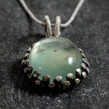 Prehnite Pendant, Artistic Pendant, Natural Prehnite, Unique Pendant, May Birthstone, May Pendant, Green Pendant, Solid Silver Pendant, 925