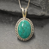 Chrysocolla Pendant, Natural Chrysocolla Necklace, Statement Necklace, Oval Green Pendant, Vintage Pendant, Silver Necklace, Rare By Adina