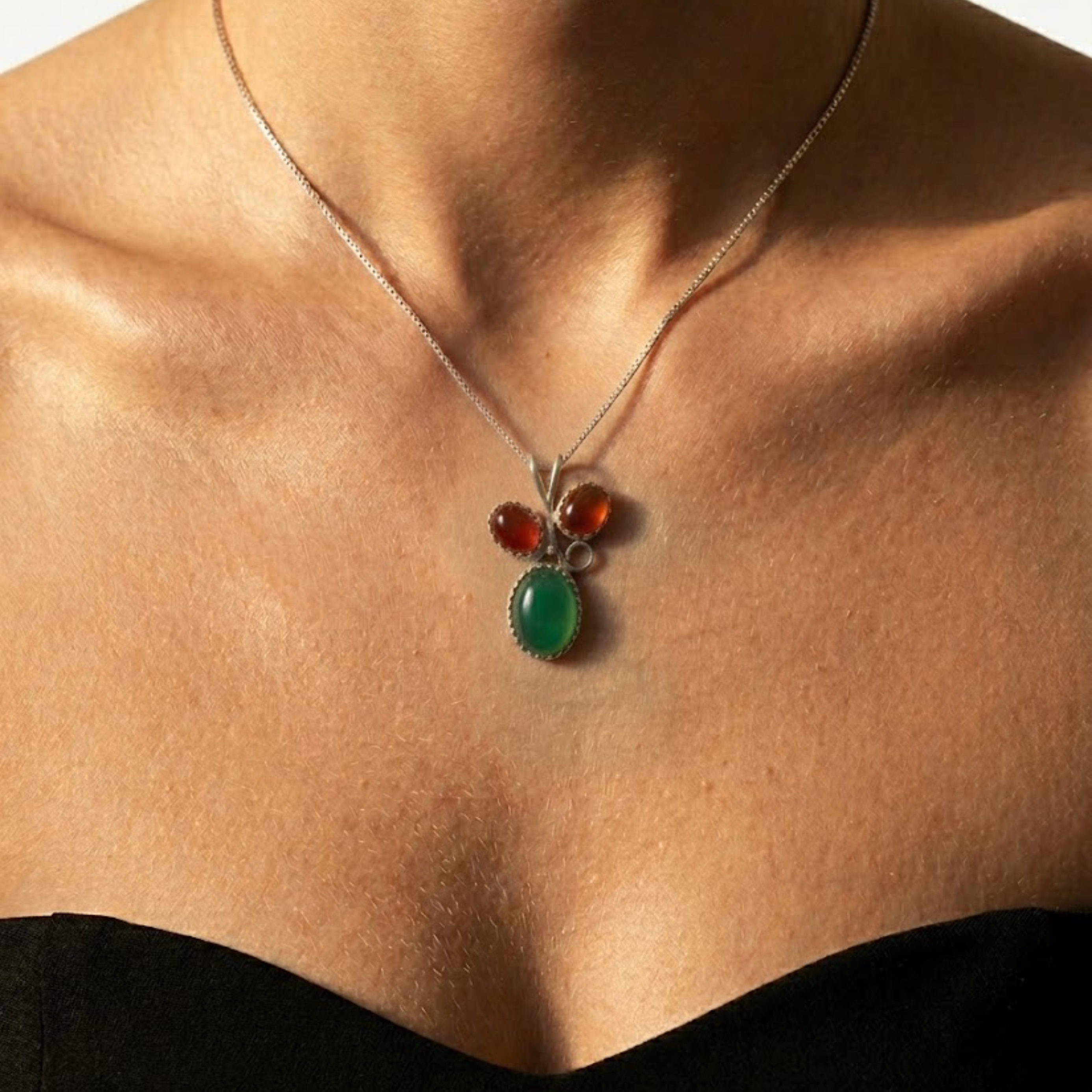 Elegant 925 Sterling Silver Emerald Pendant with Oval Green Emerald, perfect for birthdays and special occasions.