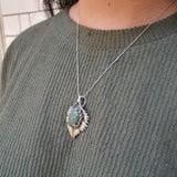 Seraphinite Pendant, Natural Seraphinite, Large Leaf Pendant, Sterling Silver Pendant, Statement Necklace, Heavy Pendant, Seraphim Pendant