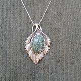 Seraphinite Pendant, Natural Seraphinite, Large Leaf Pendant, Sterling Silver Pendant, Statement Necklace, Heavy Pendant, Seraphim Pendant