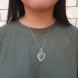 Seraphinite Pendant, Natural Seraphinite, Large Leaf Pendant, Sterling Silver Pendant, Statement Necklace, Heavy Pendant, Seraphim Pendant