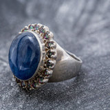 Round Large Ring, Kyanite Ring, Natural Kyanite Ring, Mystic Topaz Ring, Natural Topaz, Statement Ring, Solid Silver Ring, Topaz, Kyanite