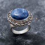 Round Large Ring, Kyanite Ring, Natural Kyanite Ring, Mystic Topaz Ring, Natural Topaz, Statement Ring, Solid Silver Ring, Topaz, Kyanite