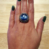 Round Large Ring, Kyanite Ring, Natural Kyanite Ring, Mystic Topaz Ring, Natural Topaz, Statement Ring, Solid Silver Ring, Topaz, Kyanite