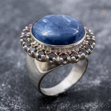 Round Large Ring, Kyanite Ring, Natural Kyanite Ring, Mystic Topaz Ring, Natural Topaz, Statement Ring, Solid Silver Ring, Topaz, Kyanite